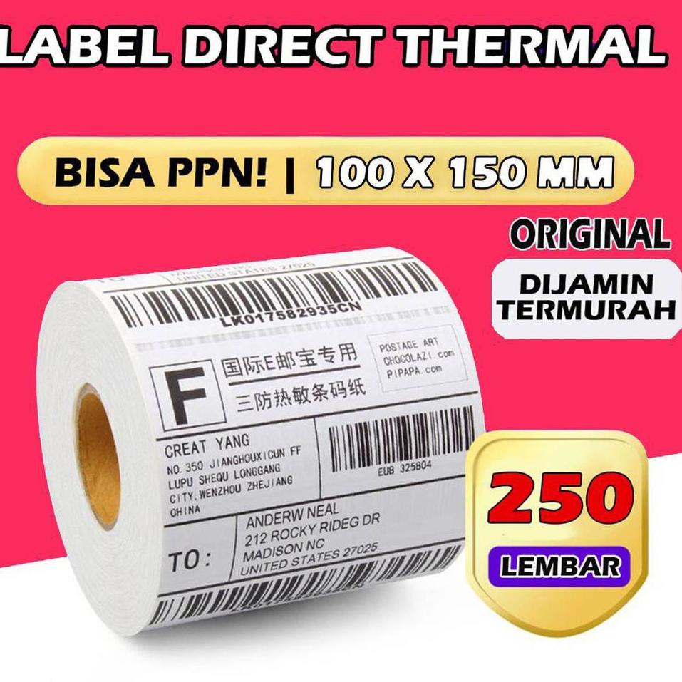 

Langsung Beliii.. 100 x 150 thermal label direct barcode 100x150 isi 250 pcs A6 strip thermal label paper shipped from Indonesia