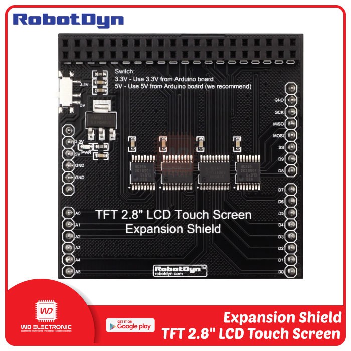 EXPANSION SHIELD FOR TFT 2.8 INCH LCD TOUCH SCREEN FOR UNO MEGA