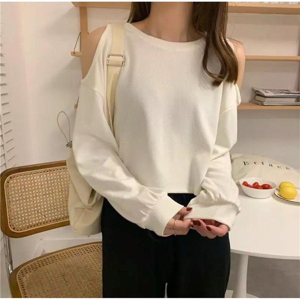 Korean Style Cropped Long Sleeves Sweater 1222  (S/M/L)