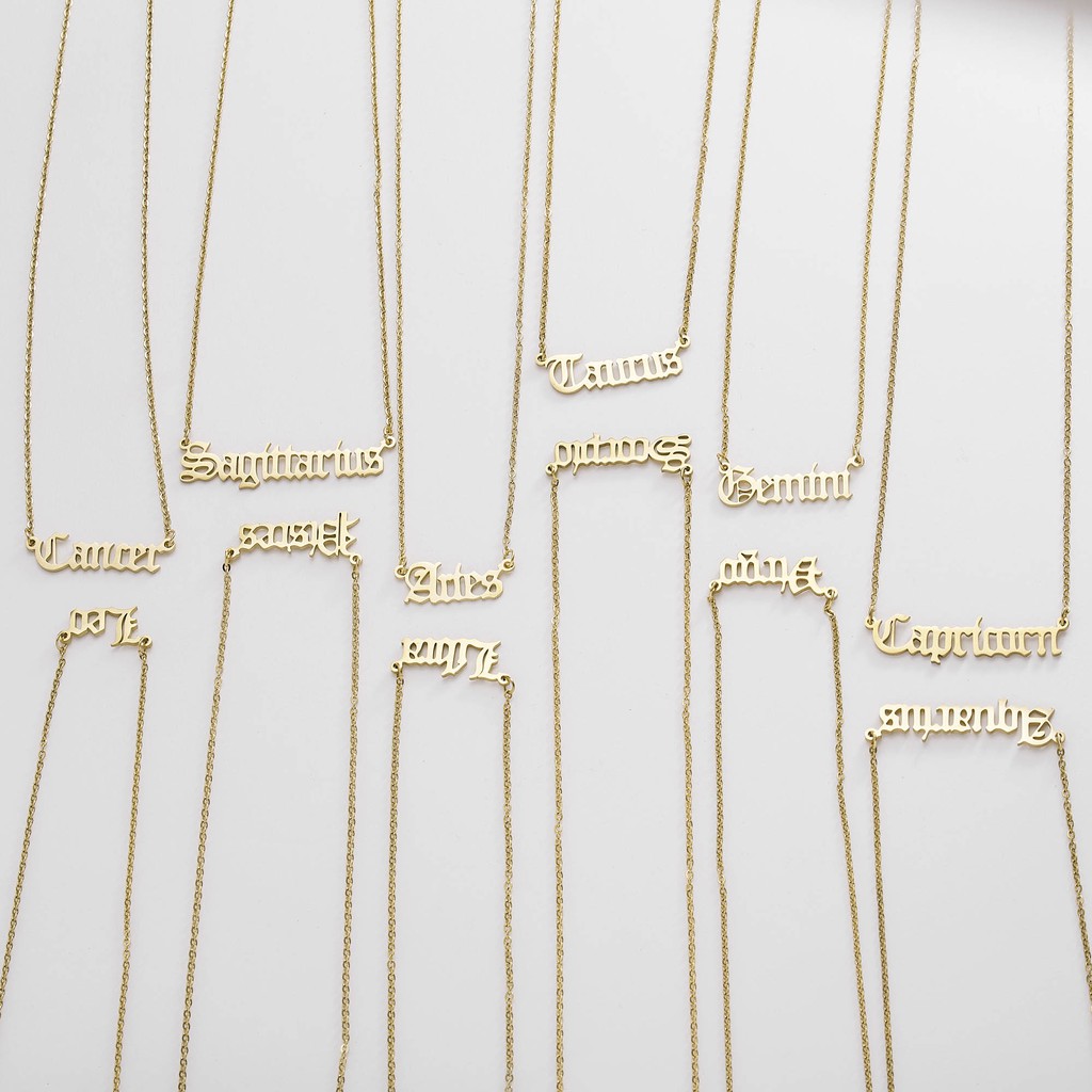 3pcs / set Kalung Rantai Klavikula Hias Liontin Kartu Kertas 12 Rasi Bintang Untuk Hadiah