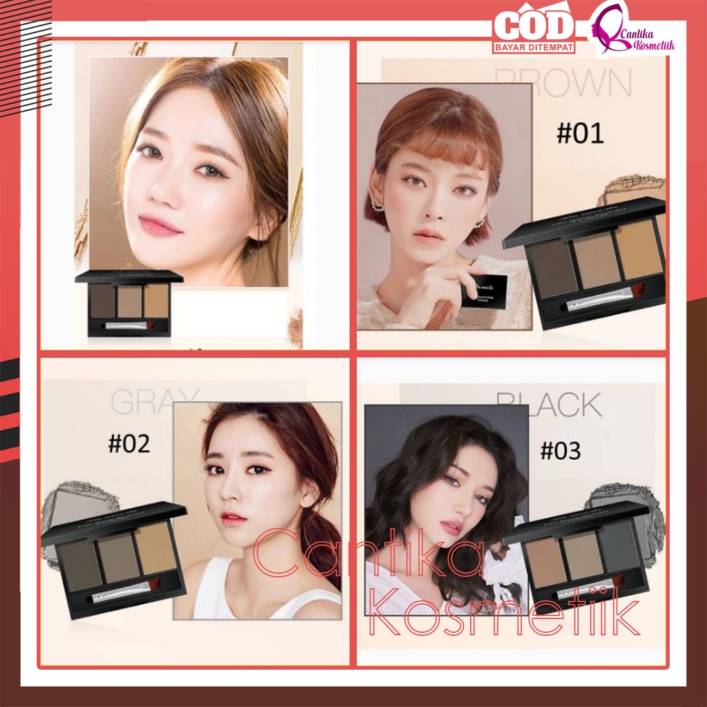 LAMEILA 3 COLOR EYEBROW & EYESHADOW POWDER PALLETA