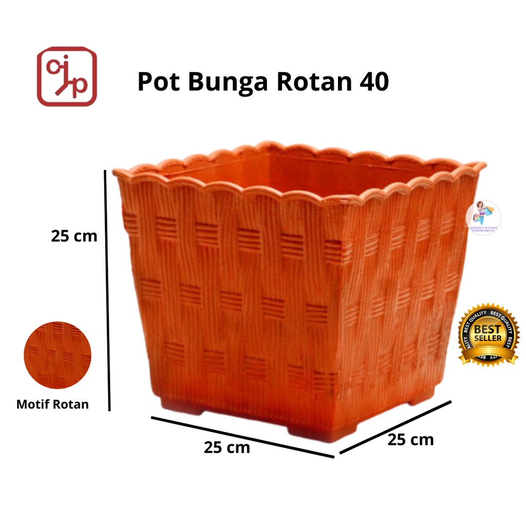 Pot Bunga Motif Rotan Warna Ukuran 40cm