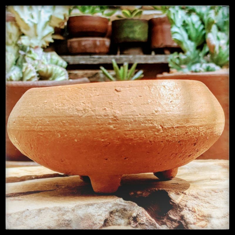 Pot Tanaman Bonsai Kaktus Sekulen Teracota Terracota Tanah Liat Gerabah Mangkok Berkaki Sedang Murah
