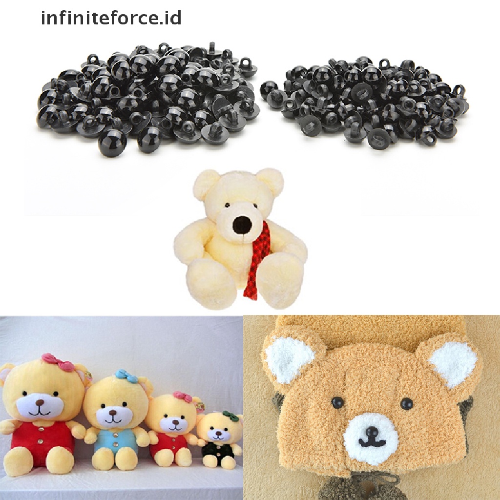 (Infiniteforce.Id) 100pcs / Set Kancing Bulat Bentuk Jamur Warna Hitam Untuk Diy