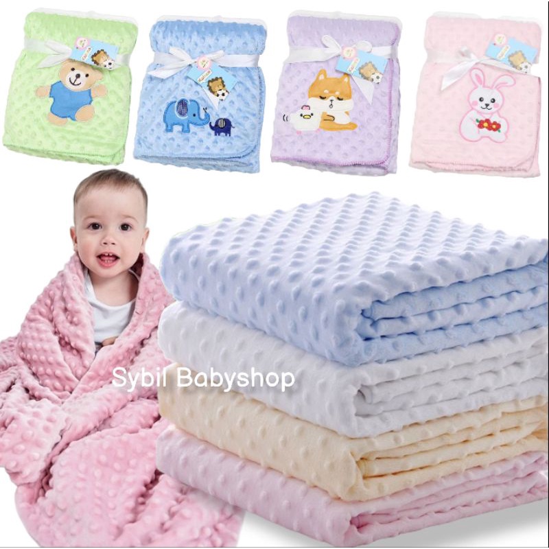 Selimut Bayi CARTER'S Fleece Minky Dot Polos Bahan / Baby Blanket