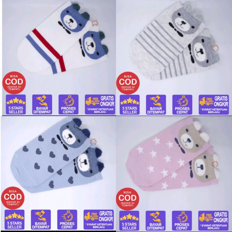 Lovelybutik Bear Kaos Kaki Wanita