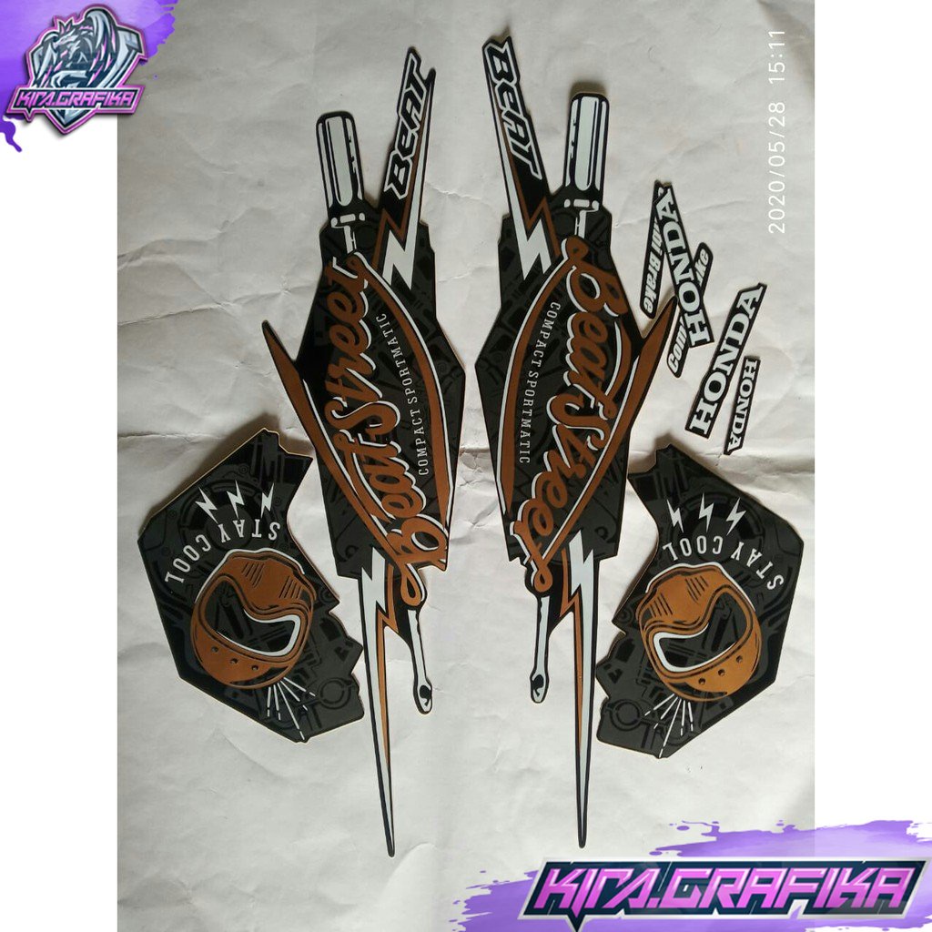 Jual stiker striping honda beat street 2018 hitam | Shopee Indonesia