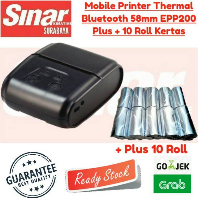 

PRINTER BLUETOOTH MINI KASIR EPP200 + 10 ROLL KERTAS THERMAL 58MM