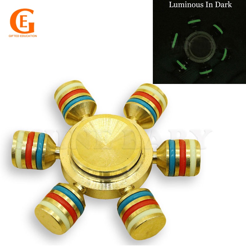 Edc Fidget Hand Spinner Bentuk Heksagonal Bahan Kuningan Untuk Fokus / ADHD