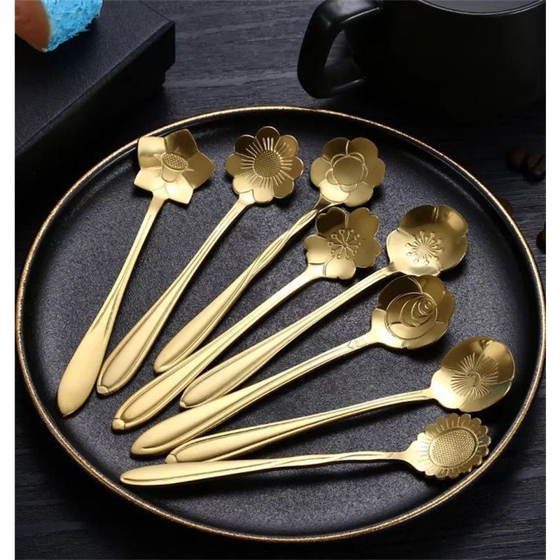 Teh Kopi Set Tea Spoon Mewah Berkelas / Sendok Bunga/ SENDOK TEH KOPI TEA SPOON COFFEE SPOON MEWAH ELEGANT SENDOK TEH GOLD Sendok Teh Kopi /Set Tea Spoon Mewah Berkelas