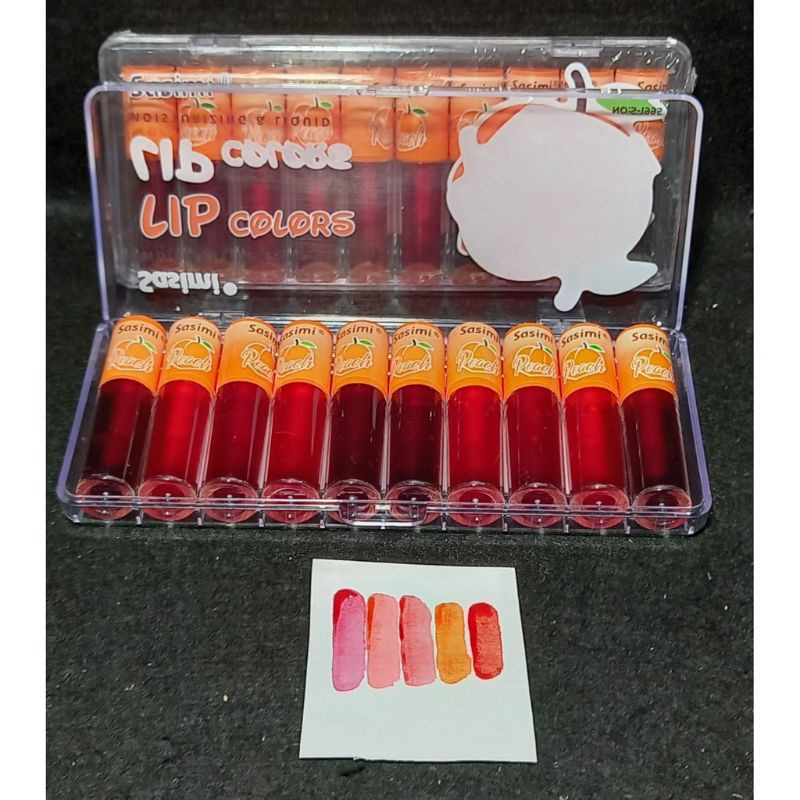 PROMO!!!{1PACK ISI 10PCS} LIP TINT SASIMI PEACH/ALOEVERA