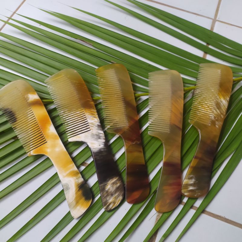 sisir gagang sisir rambut sisir tanduk asli corak 18 cm