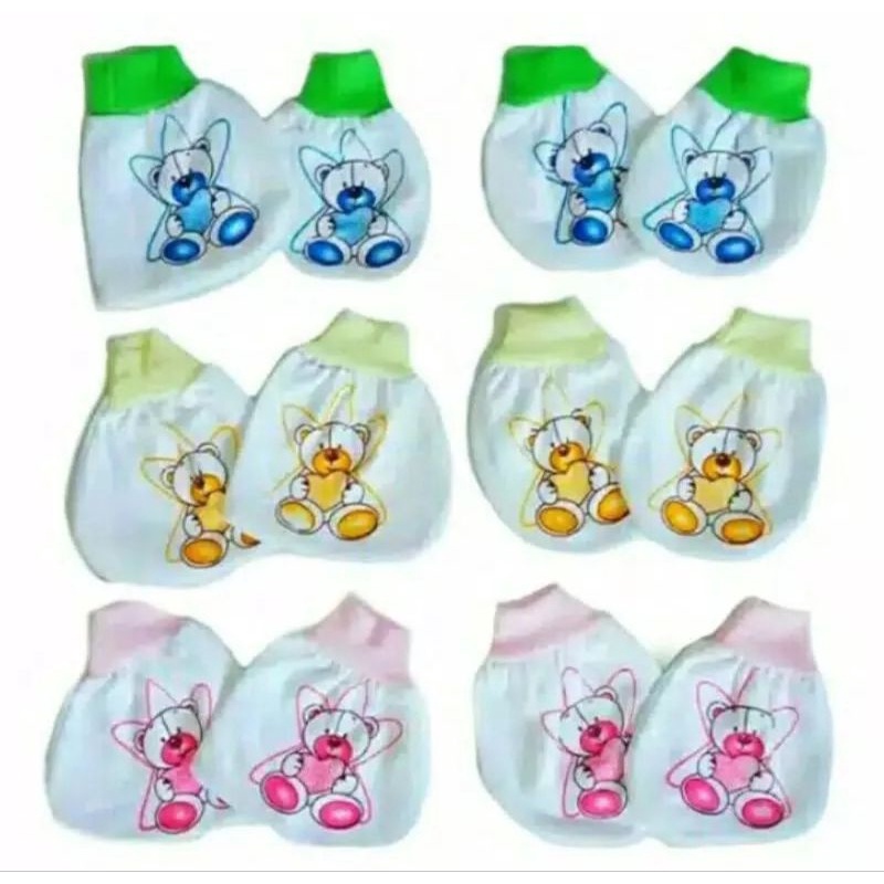 6 set Sarung Tangan dan Sarung Kaki Bayi STK New Born (NB) motif lucu