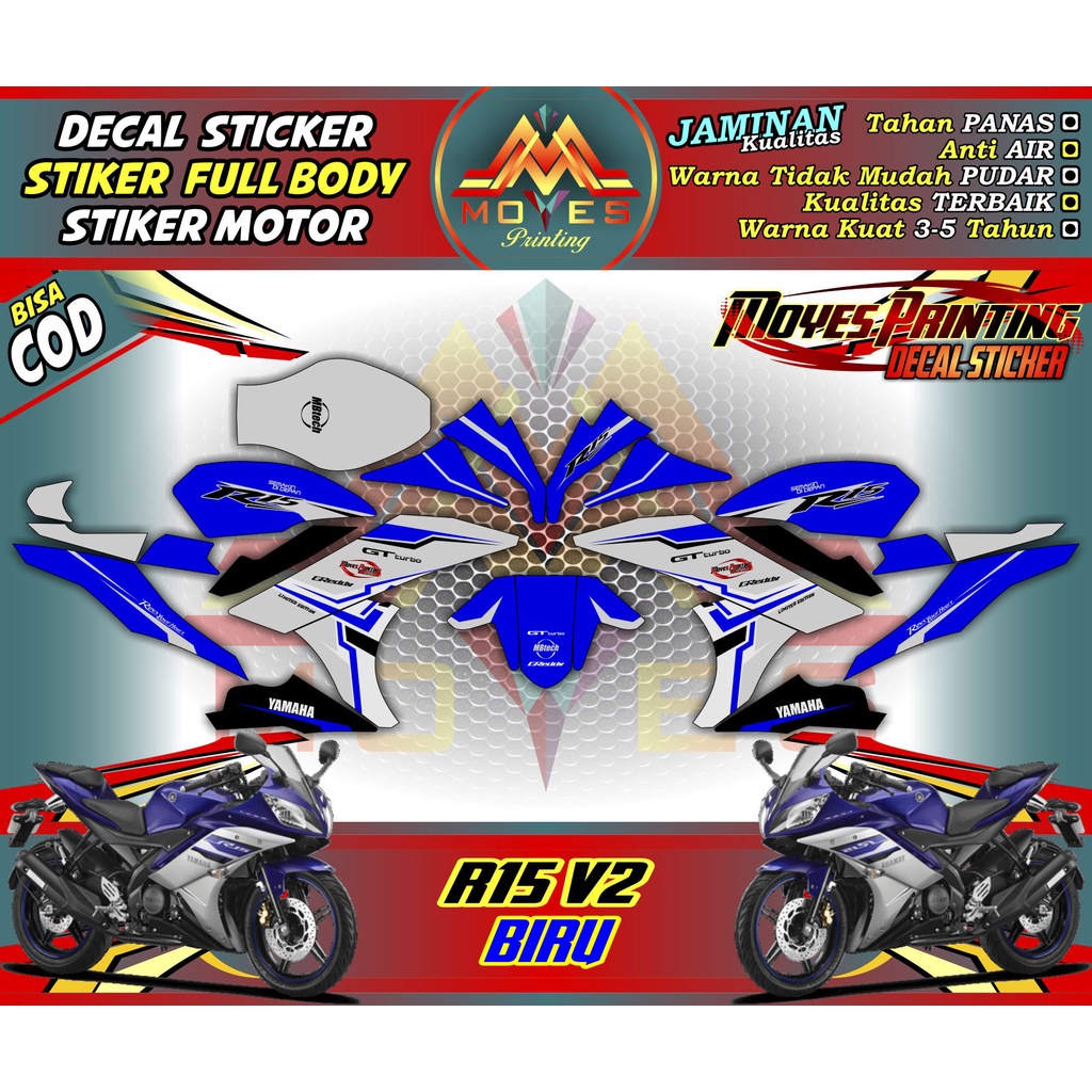 Decal R15 V2 Fullbody - Decal R15 V2 Fullbody - Decal Yamaha R15 V2 Fullbody