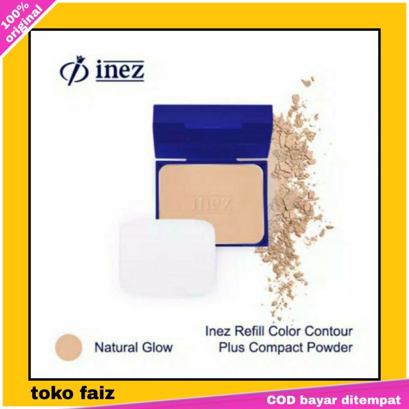 Inez Compact Powder  ( Reffil with puff ) Bedak Muka Padat Mengandung vitamin A &amp; E