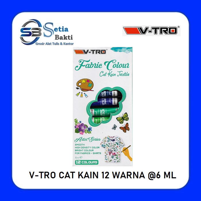 

V-TRO Cat Kain Textile 12 Warna @ 6 ml - VTRO 12 Fabric Colour - 1 Pcs