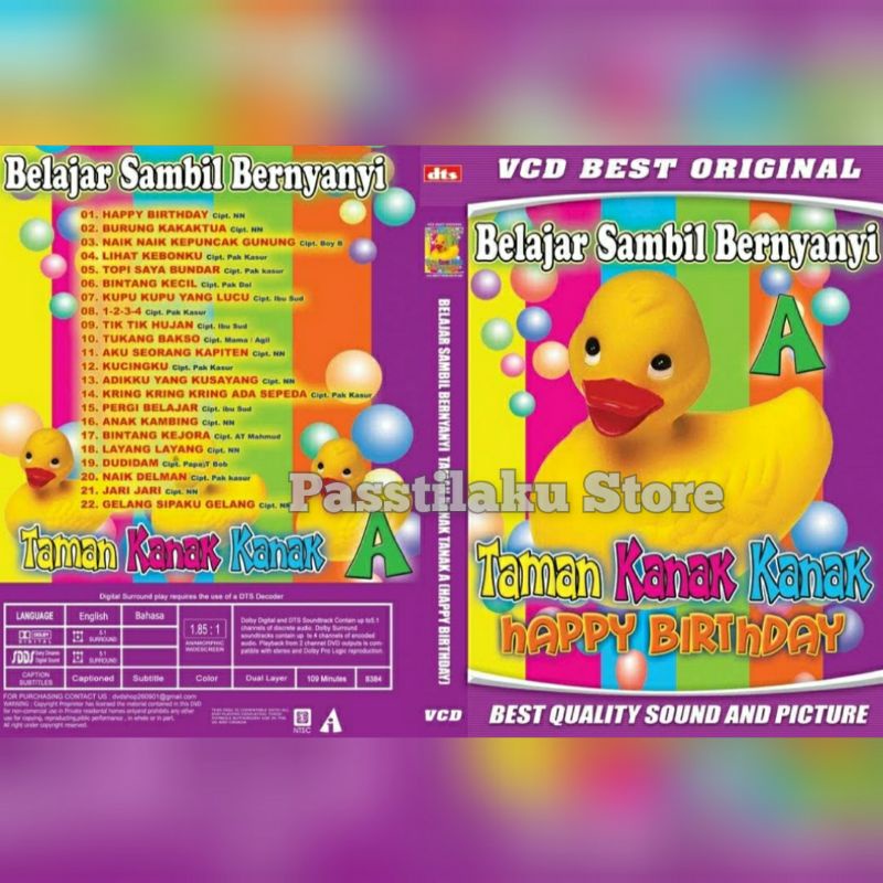 Kaset Lagu Anak BELAJAR SAMBIL BERNYANYI TAMAN KANAK KANAK HAPPY BIRTHDAY A