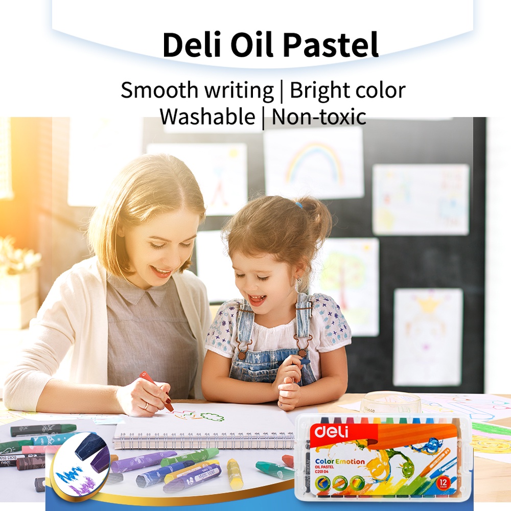 Deli Oil Pastel Crayon 12/24/36 Warna cerah sempurna tidak beracun EC20134