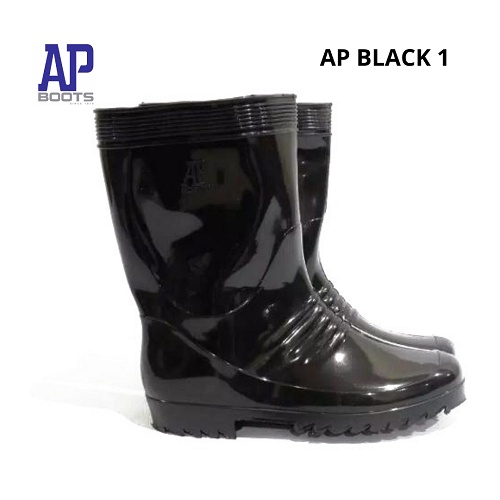 AP BOOTS HITAM 1 - AP BLACK I 25-28 -AP BLACK 1 - SEPATU BOOT PENDEK KARET - SEPATU BOOT KARET PENDEK HITAM - FANZ STORE