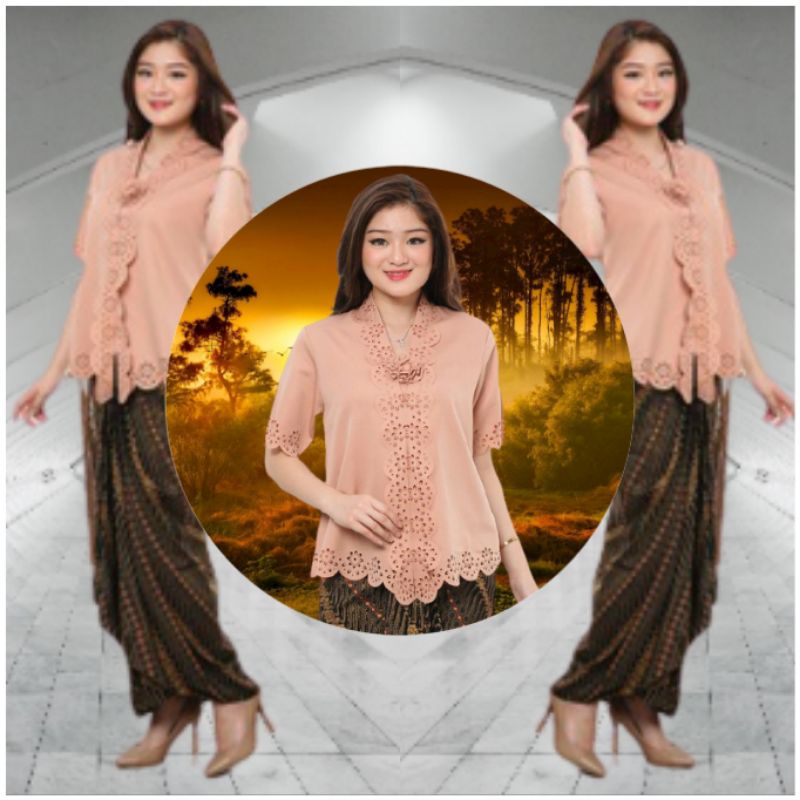 Atasan Kebaya Encim Modern Wisuda Pesta Lengan Pendek Keysha