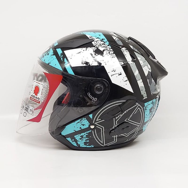 Helm KYT GALAXY Flat R BLACK DOFF & Motif Corak-#5 bk blue flat