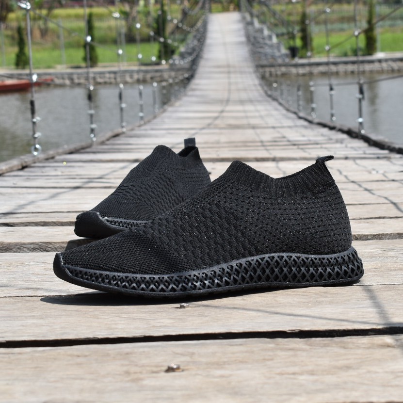 Leander Fulll Black Sepatu Sneakers PK OG Lari Knit Knitted Rajut Original Footwear | FORIND x Volve