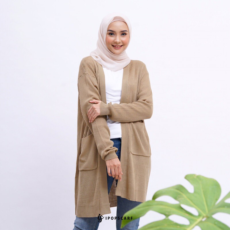 LUMA LONG CARDI | cardigan rajut panjang, soft knit cardigan-4