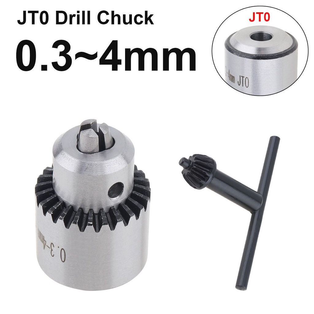 Bor Chuck JTO Taper Mount 0.3-4mm + Kunci Pas Untuk Mesin Bubut Elektrik