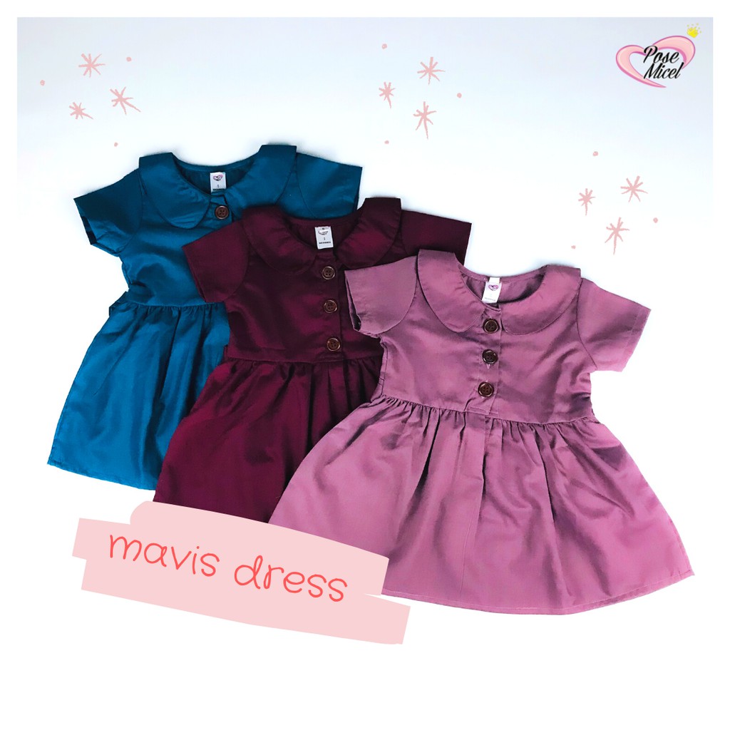 POSE MICEL MAVIS DRESS DRES PESTA PARTY LENGAN PENDEK BERTALI TALI PINGGANG ANAK BAYI BALITA BABY