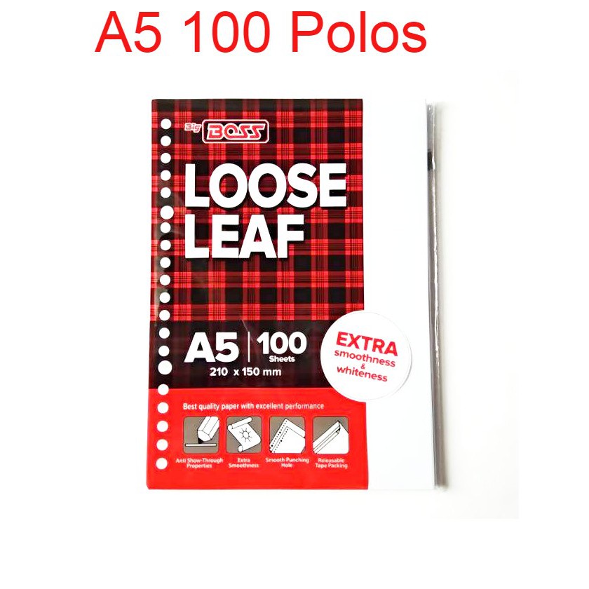 

Big Boss Loose Leaf POLOS A5 100 Lembar Kertas Binder Refil Isi Binder A5 - SATUAN