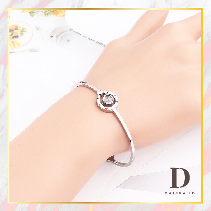 Gelang Tangan Titanium Wanita Proyeksi 100 Bahasa I Love You Angka Romawi Dalika