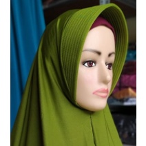 Jilbab Khimar Pinguin Jersey - Bergo Instan Simpel - Kerudung Hijab Terbaru-avocado