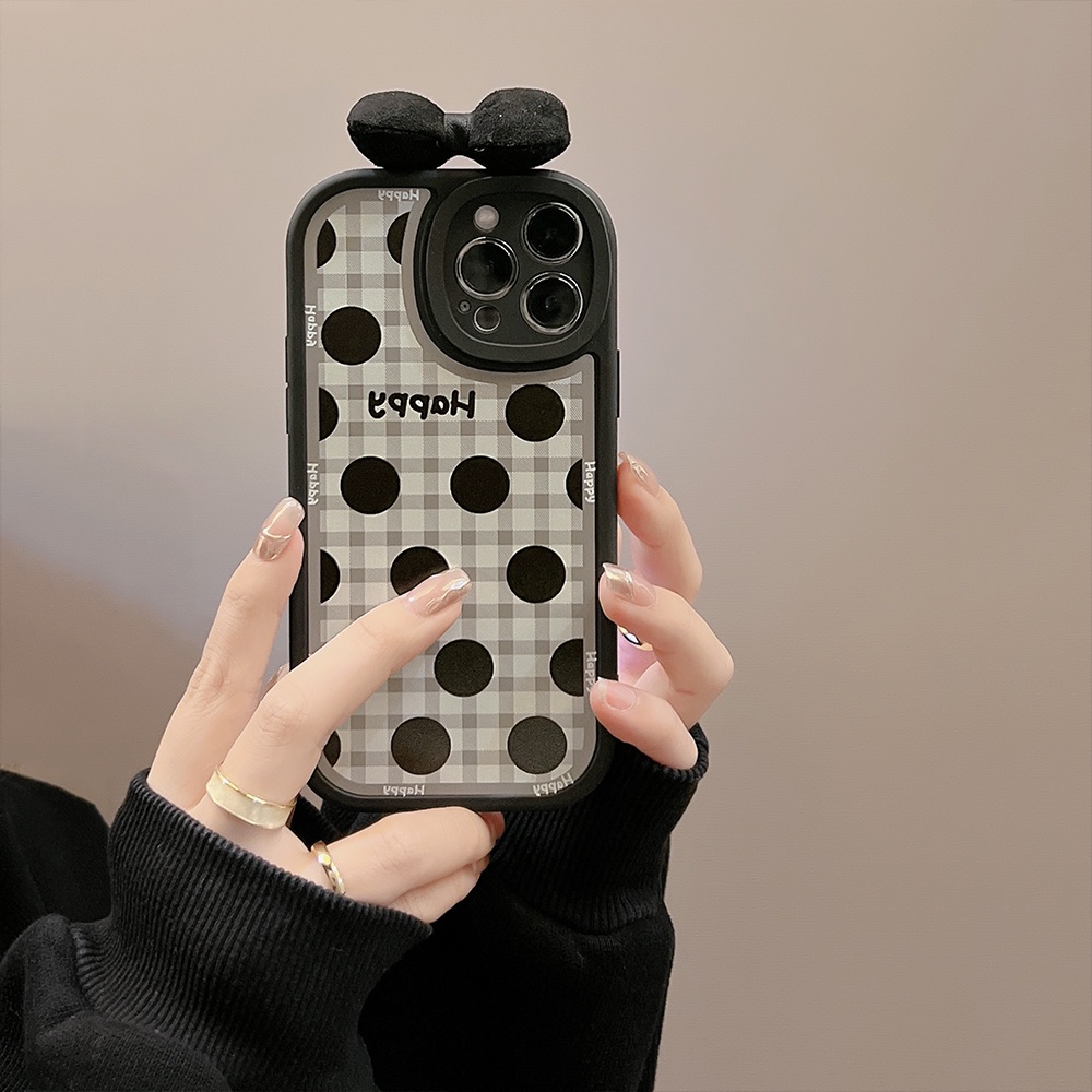 Soft case TPU Transparan shockproof Motif Polkadot Pita Untuk iPhone 11 Pro max 12 13 Pro max mini XS max xr 7 8 Se 2020 plus