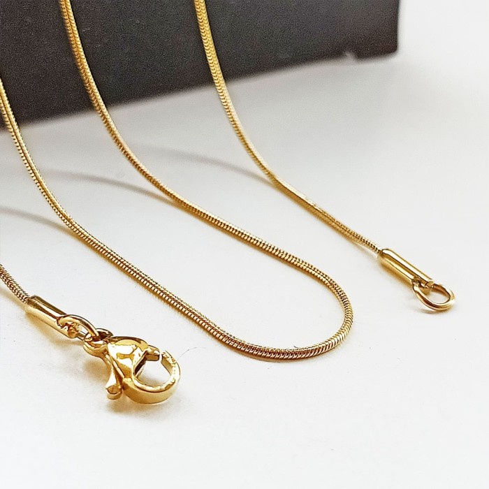 GB11fed010e Kalung Titanium Vee Model Belut Ular Bulat 50Cm - Kalung Pria Wanita - Perak 4T50G114