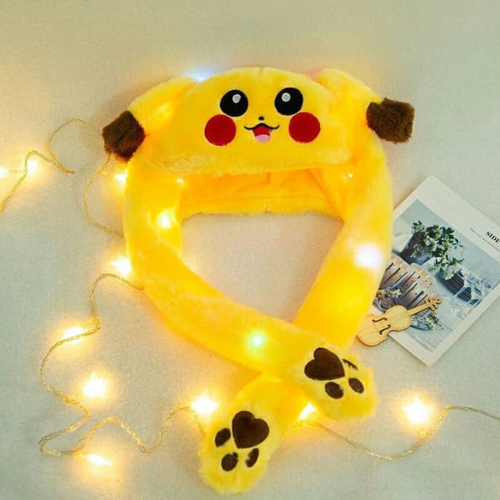 Topi Pikachu kuning tik tok korea import LED