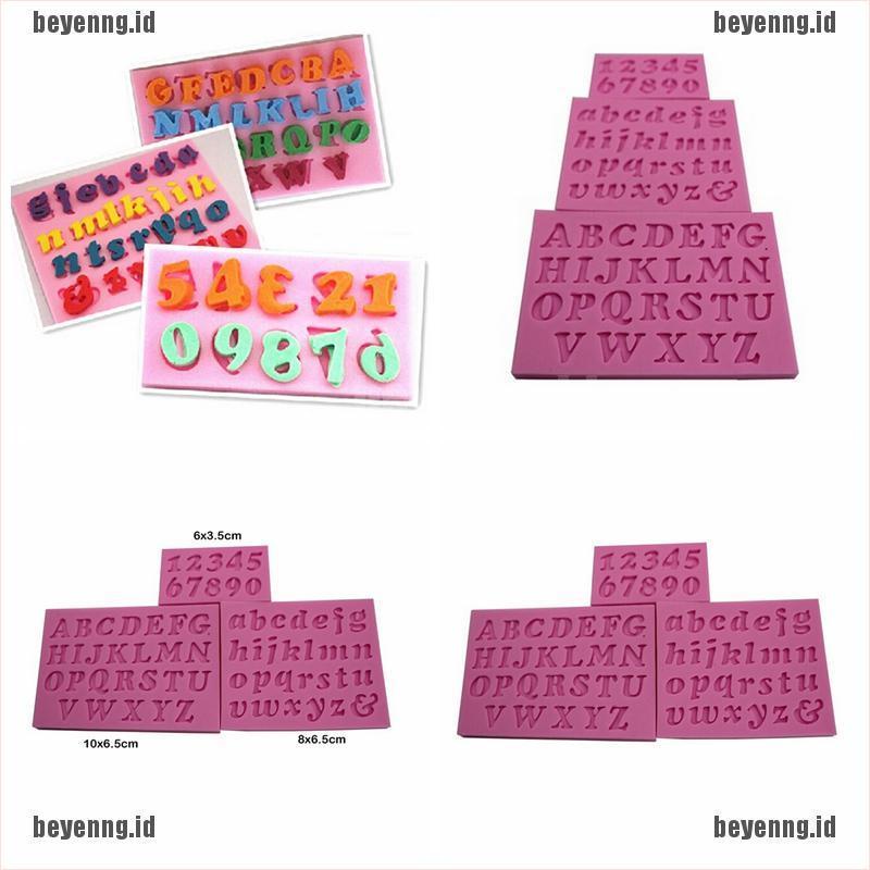 Bey 3pcs / Set Cetakan Fondant Bahan Silikon Desain Huruf + Angka Handmade Untuk Dekorasi Kue DIY