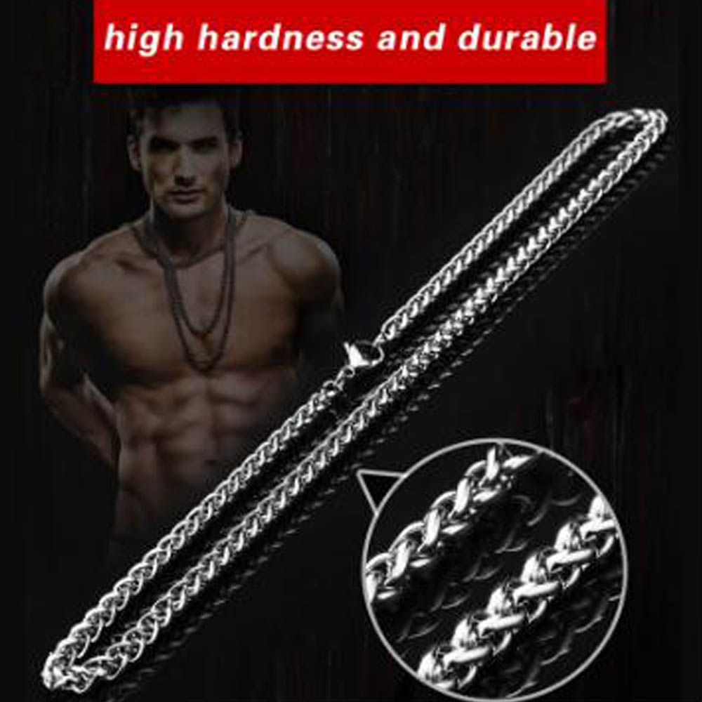 ROW 3/4/5/6MM Braided Wheat Chain Women Men Heavy Link Stainless Steel Necklace Fashion Silver Color Cool Punk Gothic Choker Metal Collar