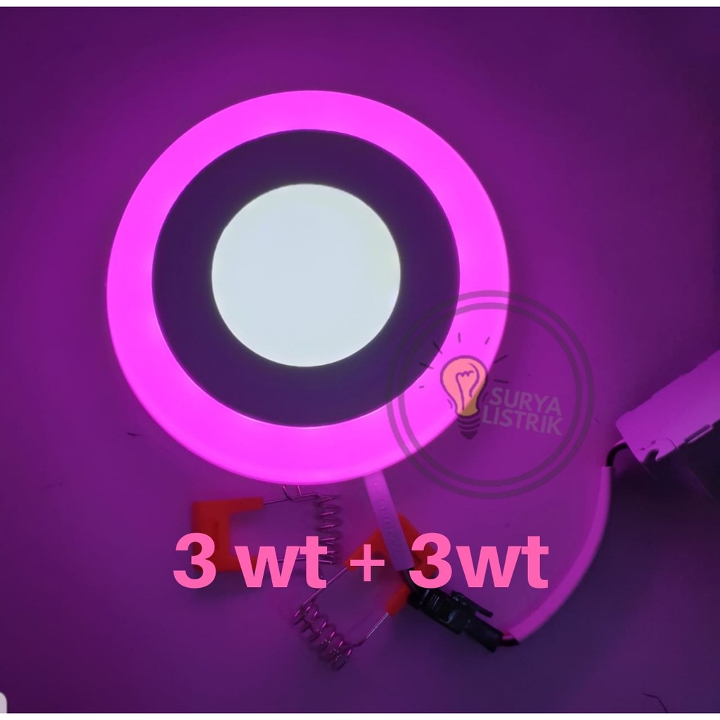 DOWNLIGHT LED PANEL 2 WARNA 3+3 WATT BULAT TENGAH PUTIH