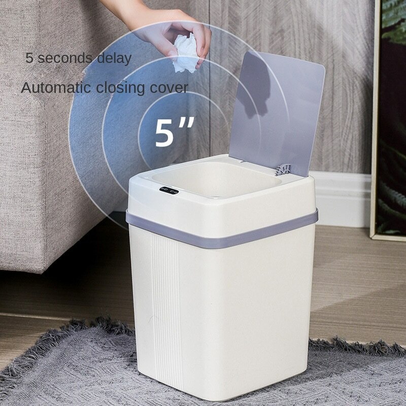 Tempat Sampah Sensor Usb Elegan Kotak Sampah Otomatis Smart Trash Can Motion Sensor Dustbin 16L