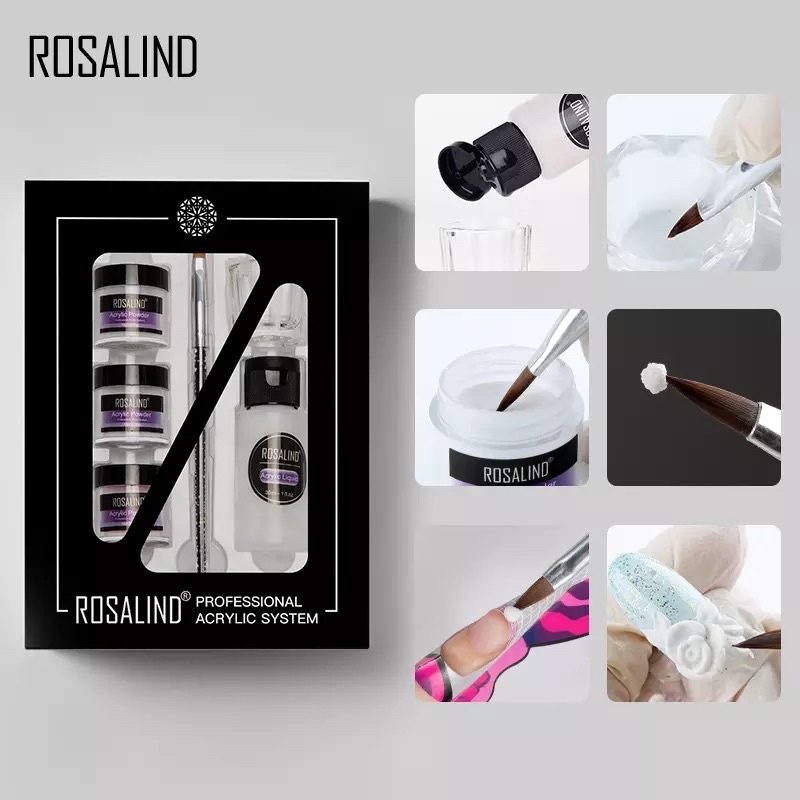 ROSALIND Acrylic powder nail art / bubuk akrilik Rosalind Pink White 10G / Monomer / Acrylic Liquid