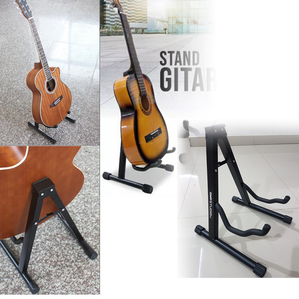 Alat Musik Stand Gitar Universal Import Stand Bass Ukulele Model A Lipat Besi Dudukan Gitar jnp