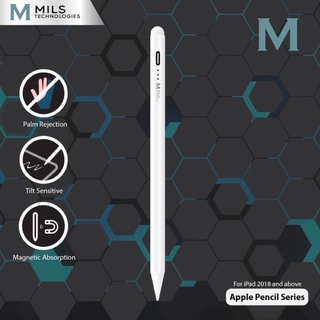 MILS Technologies Apple Pencil Series / Stylus with Tilt Sensitive & Palm Rejection Pen for iPad Pro 11 2018 2020 2021 M1 iPad 6 9.7 7 8 9 10.2 air 3 10.5 4 10.9 2020 Air 5 2022