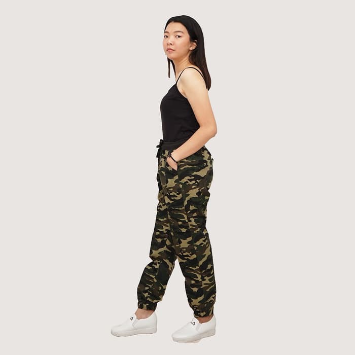 Celana jogger training Panjang wanita Corak Army - Army Women - Hijau, XL