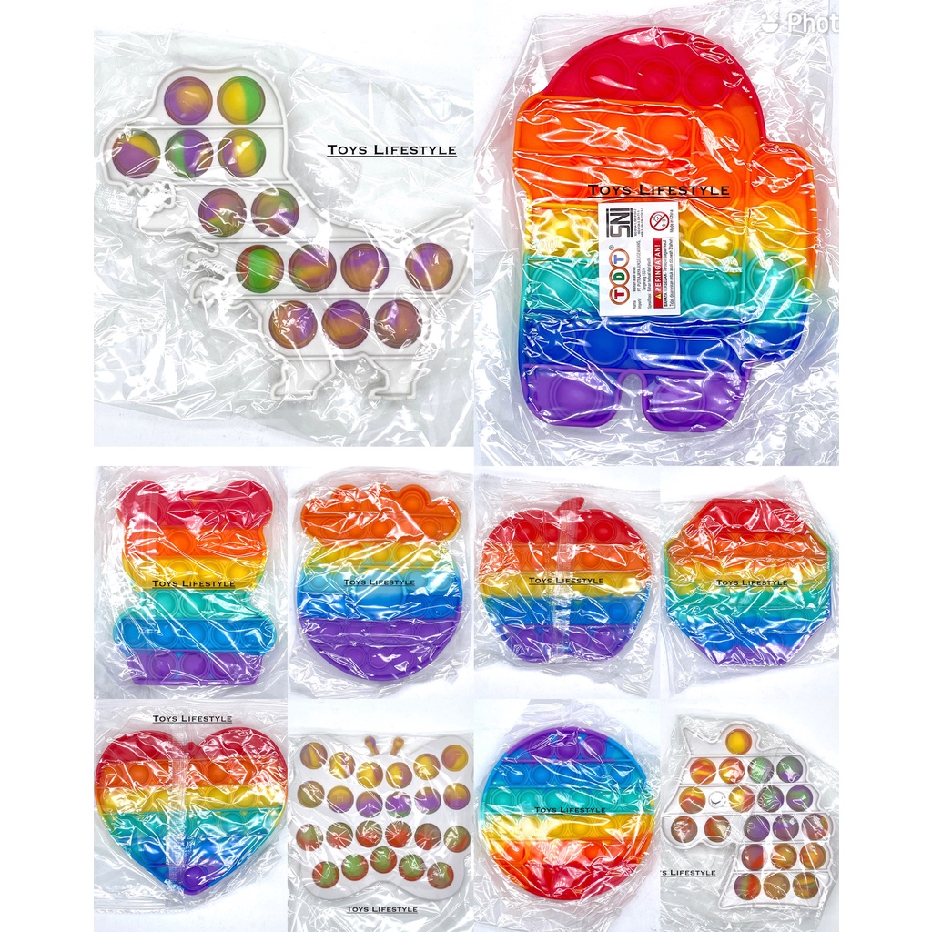 Mainan Pop It Anak Rainbow Multicolor Fidget Toy Push Bubble (MURAH)