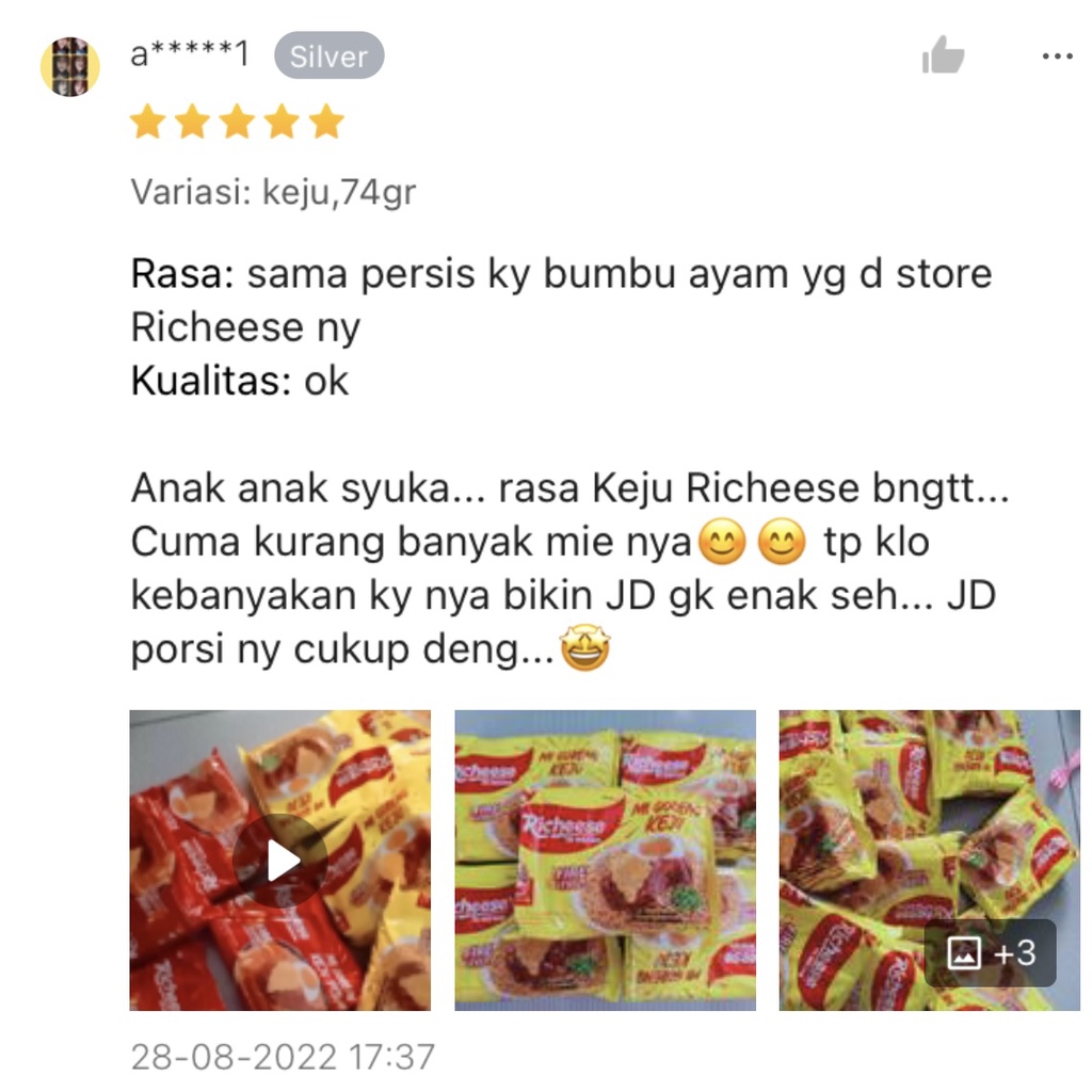 mi goreng keju Richeese mie instan keju ramen level 0 3 5 lvl