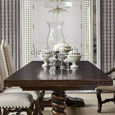 meja makan kaki ulir - meja makan jati minimalis ukir - meja makan minimalis