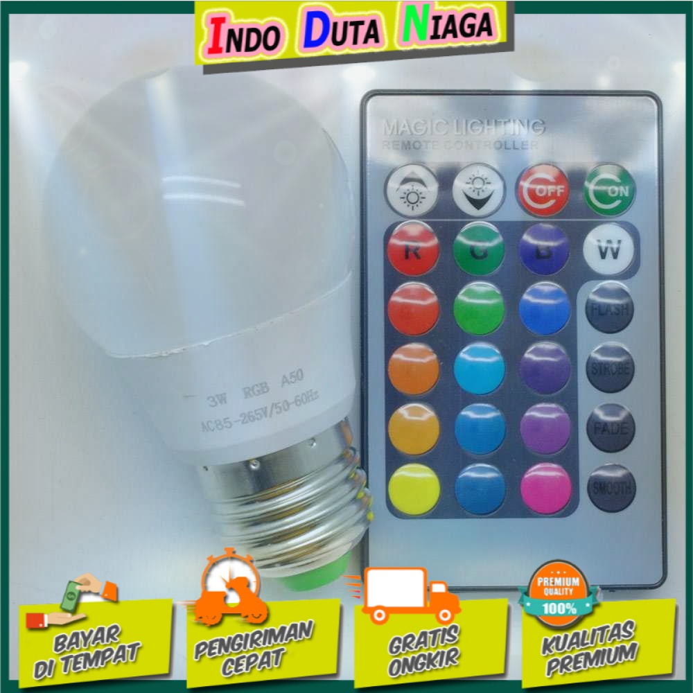 TaffLED Lampu Bohlam RGB dengan Remote Control E27 3W - B2