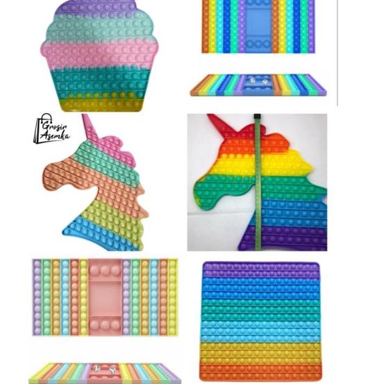 (Buruan beli) Mainan Popit Anak Rainbow Jumbo Pop It Rainbow Kotak Dadu Love Popits Fidget Toys Unic
