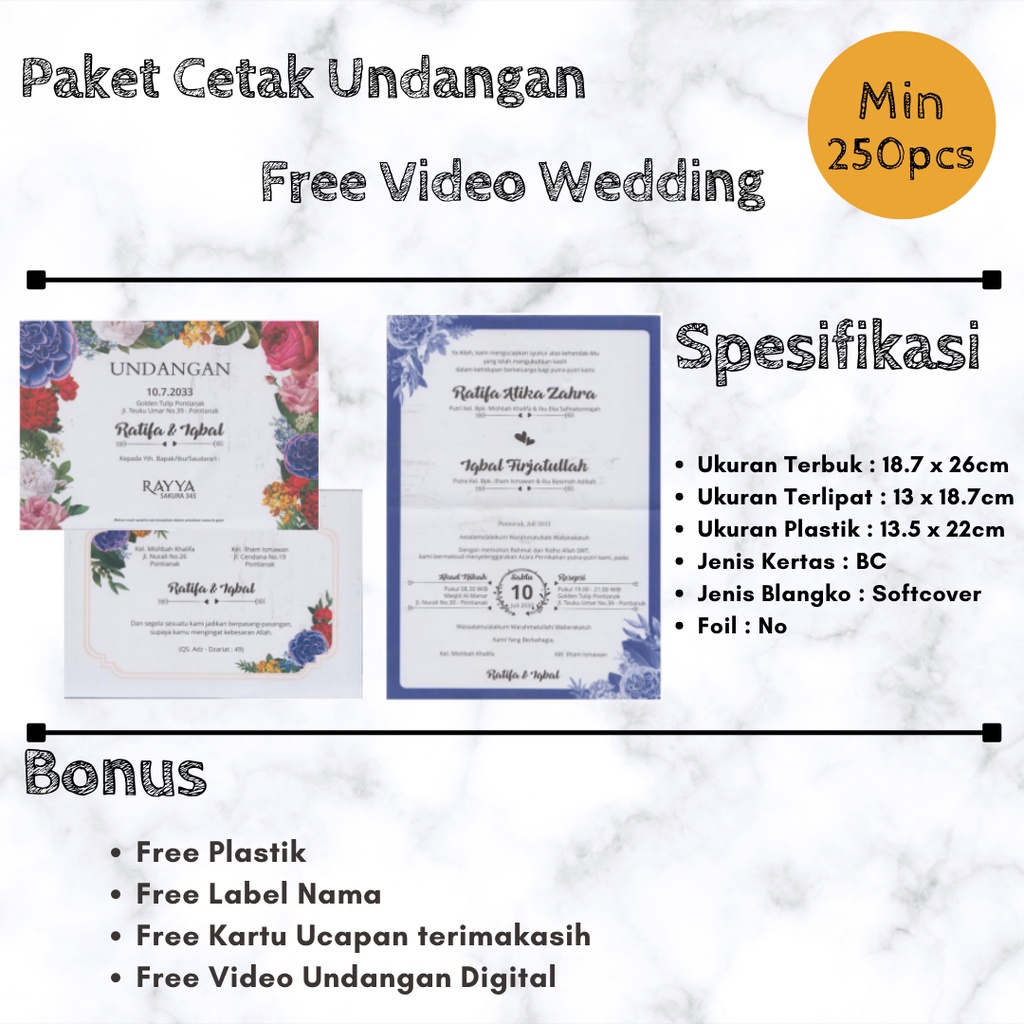 Paket Cetak FREE Video Undangan Digital Pernikahan Rayya 345