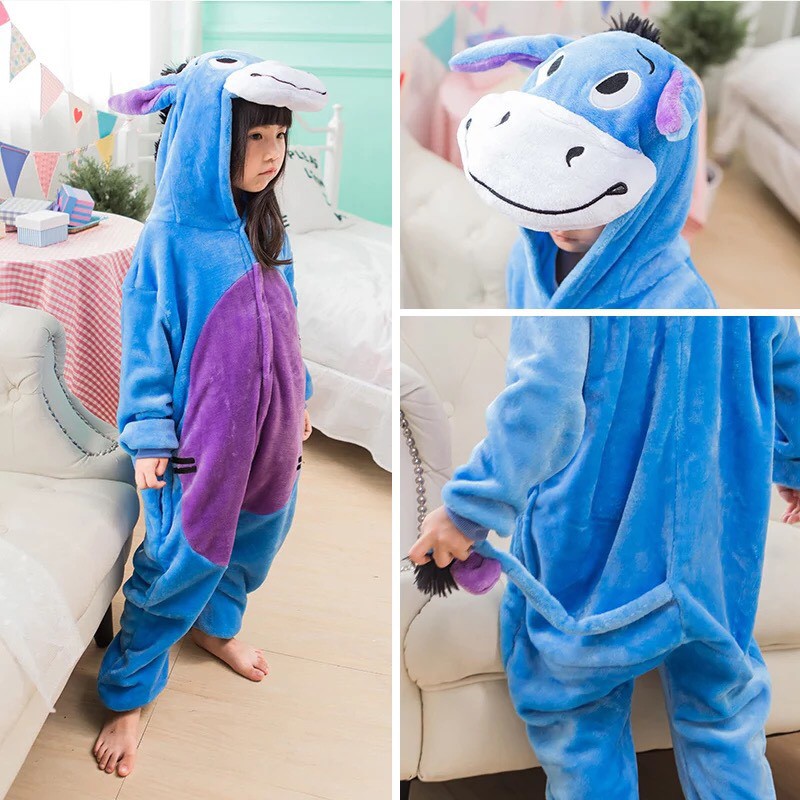 KOSTUM ONESIE EEYORE KUDA NIL KANCIL WINNIE THE POOH COSPLAY PIYAMA ANAK